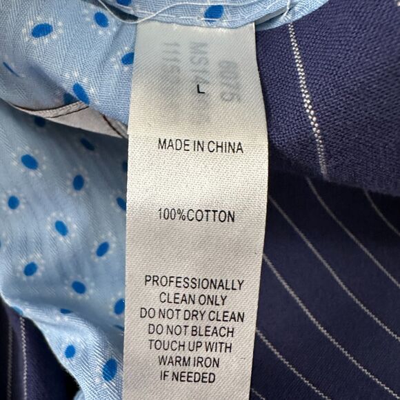 Peter Millar Blazer Suit Jacket Mens Large Blue Pinstripe Cotton Single Breasted - Picture 7 of 11